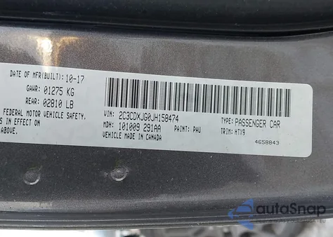 2018 Dodge Charger Gt Awd из США, поврежденный, VIN 2C3CDXJG0JH158474